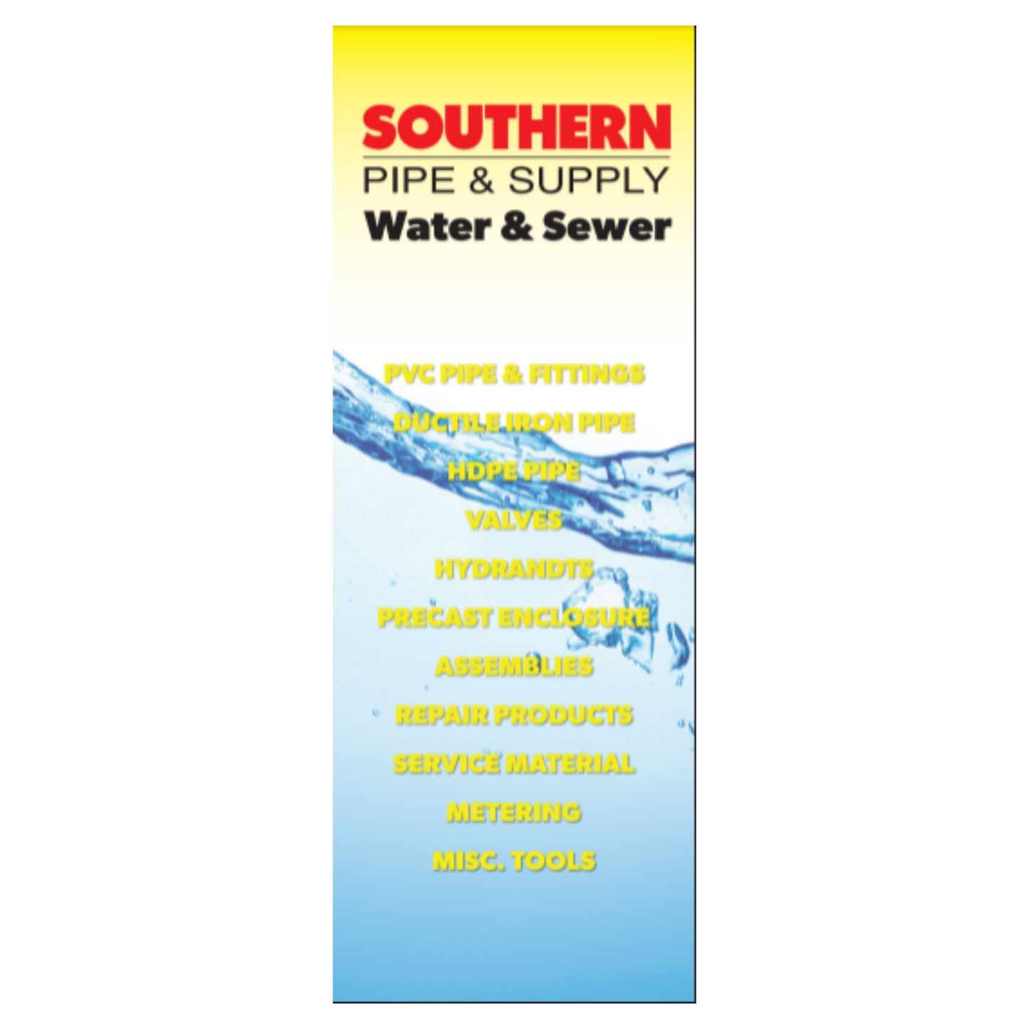 Southern Pipe Water & Sewer Pull Up Banner With Stand