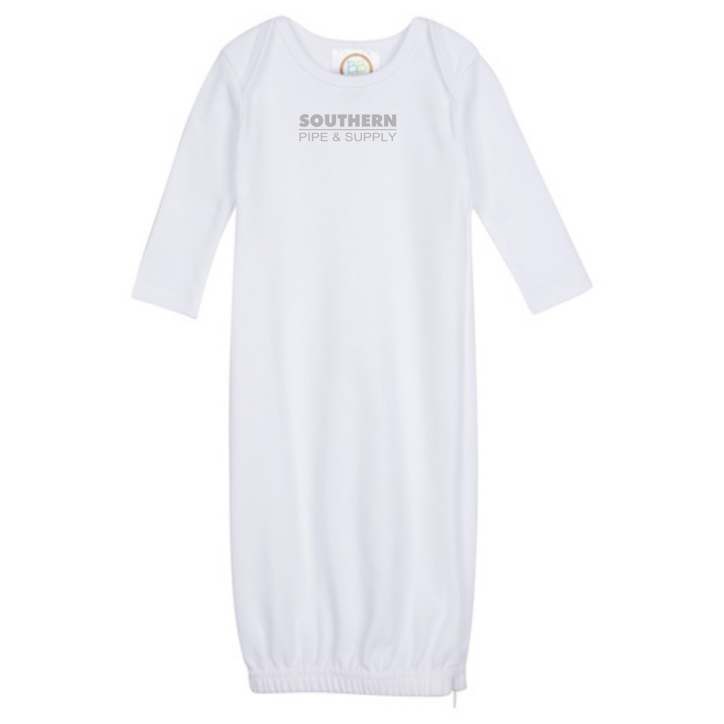 Long Sleeve Infant Gown With Hidden Zipper (0-3M)