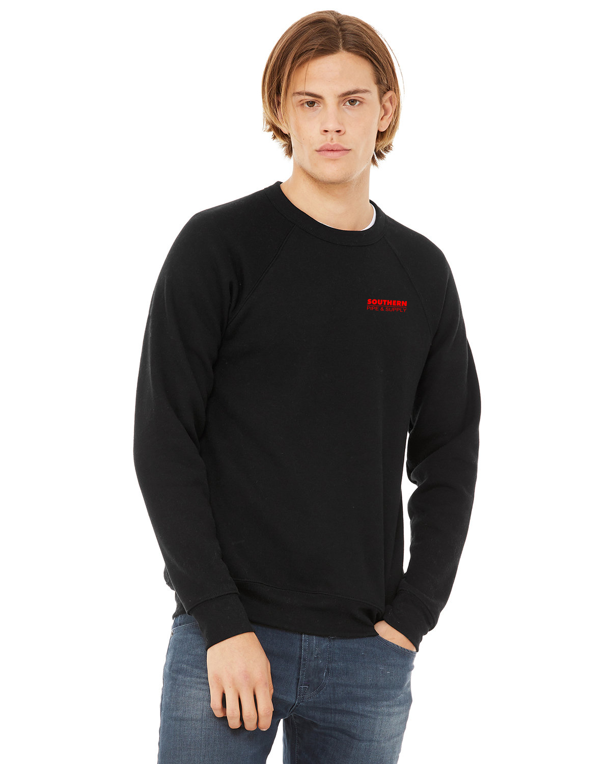 Sponge Fleece Crewneck Sweatshirt (Red Embroidery)