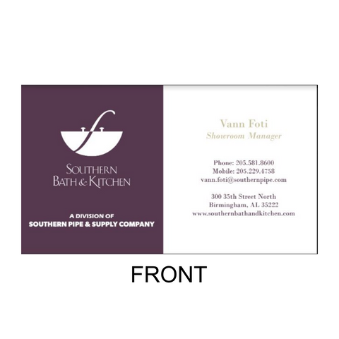 CUSTOM 3.5"W x 2"H Southern Bath & Kitchen Purple Solid Business Cards