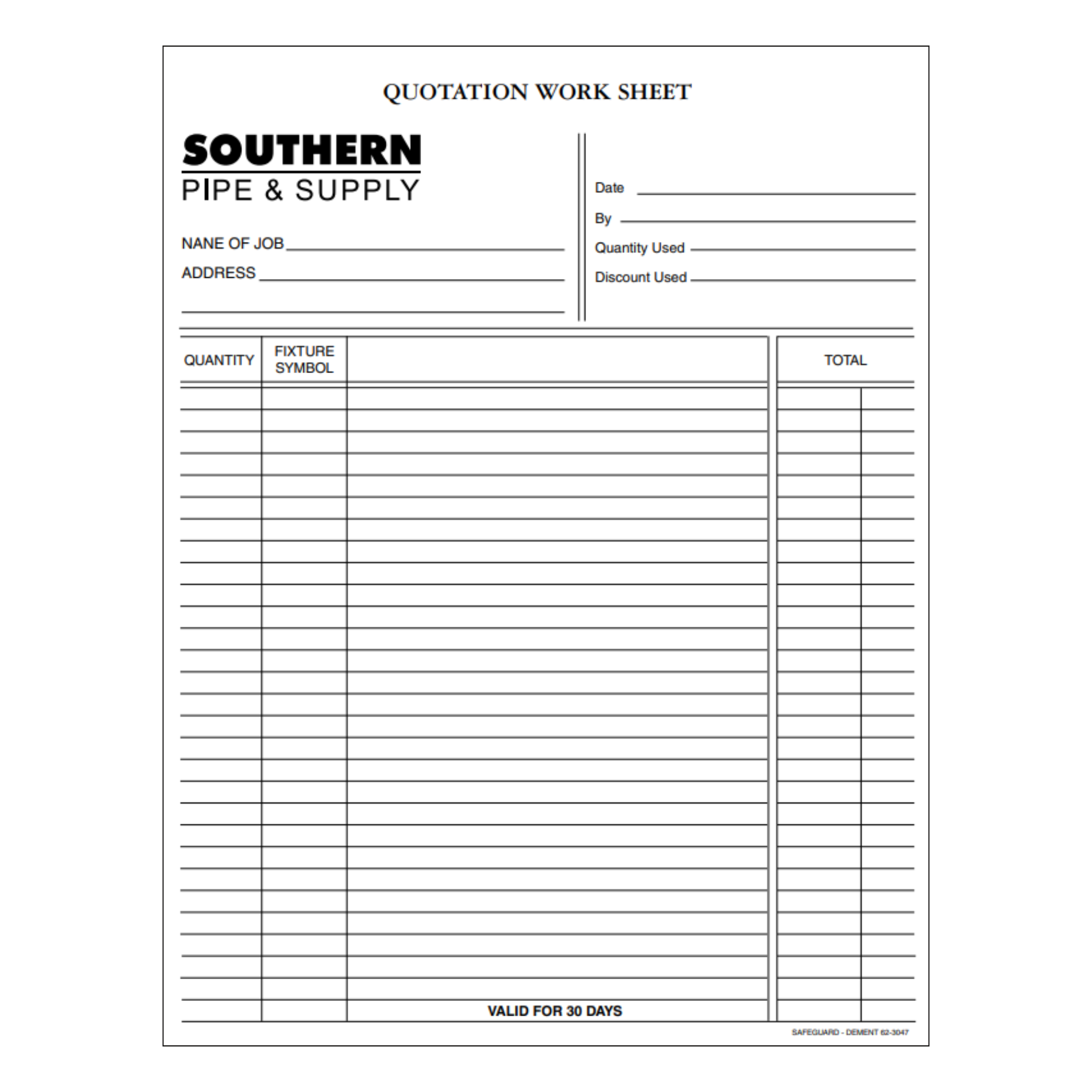 Quotation Work Sheet Scratchpads – thestoreatsouthernpipe