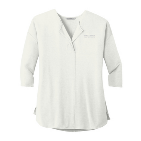 Port Authority Ladies Concept 3/4 Sleeve Soft Split Neck Top