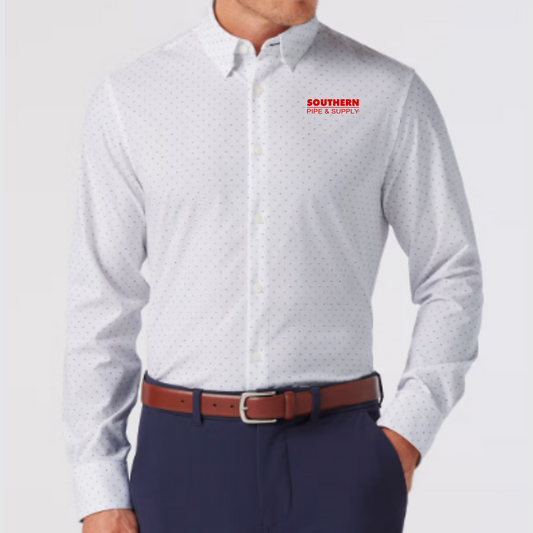 Mizzen + Main Leeward Dress Shirt - White Stacked Geo