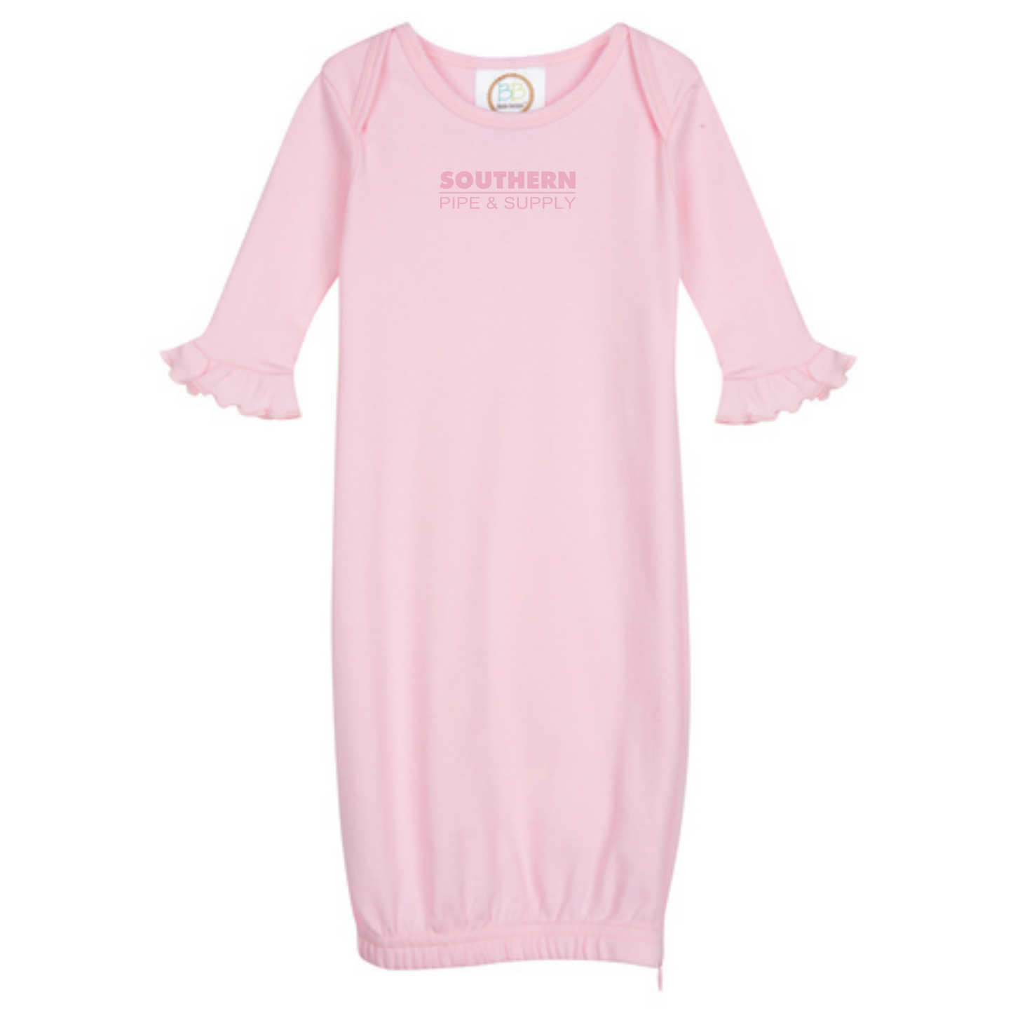 Long Sleeve Infant Gown With Hidden Zipper (0-3M)