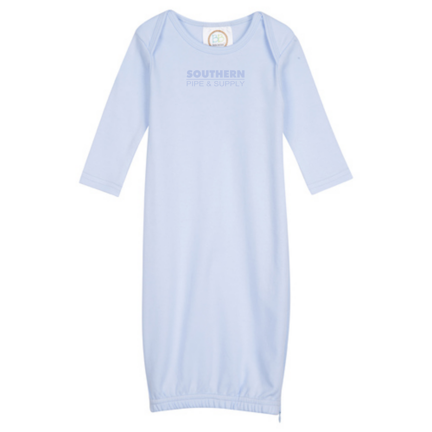 Long Sleeve Infant Gown With Hidden Zipper (0-3M)