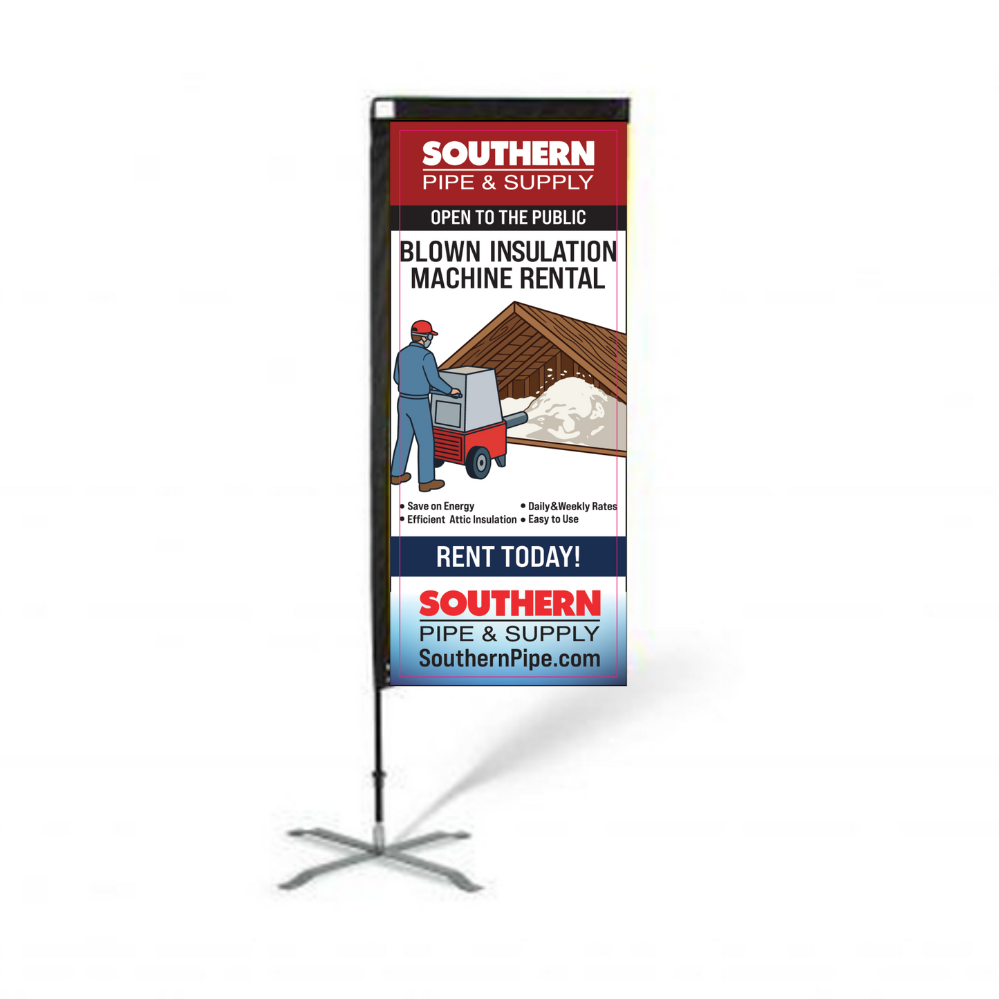 7Ft Flat Rectangular Feather Flag Kit - MACHINE RENTAL