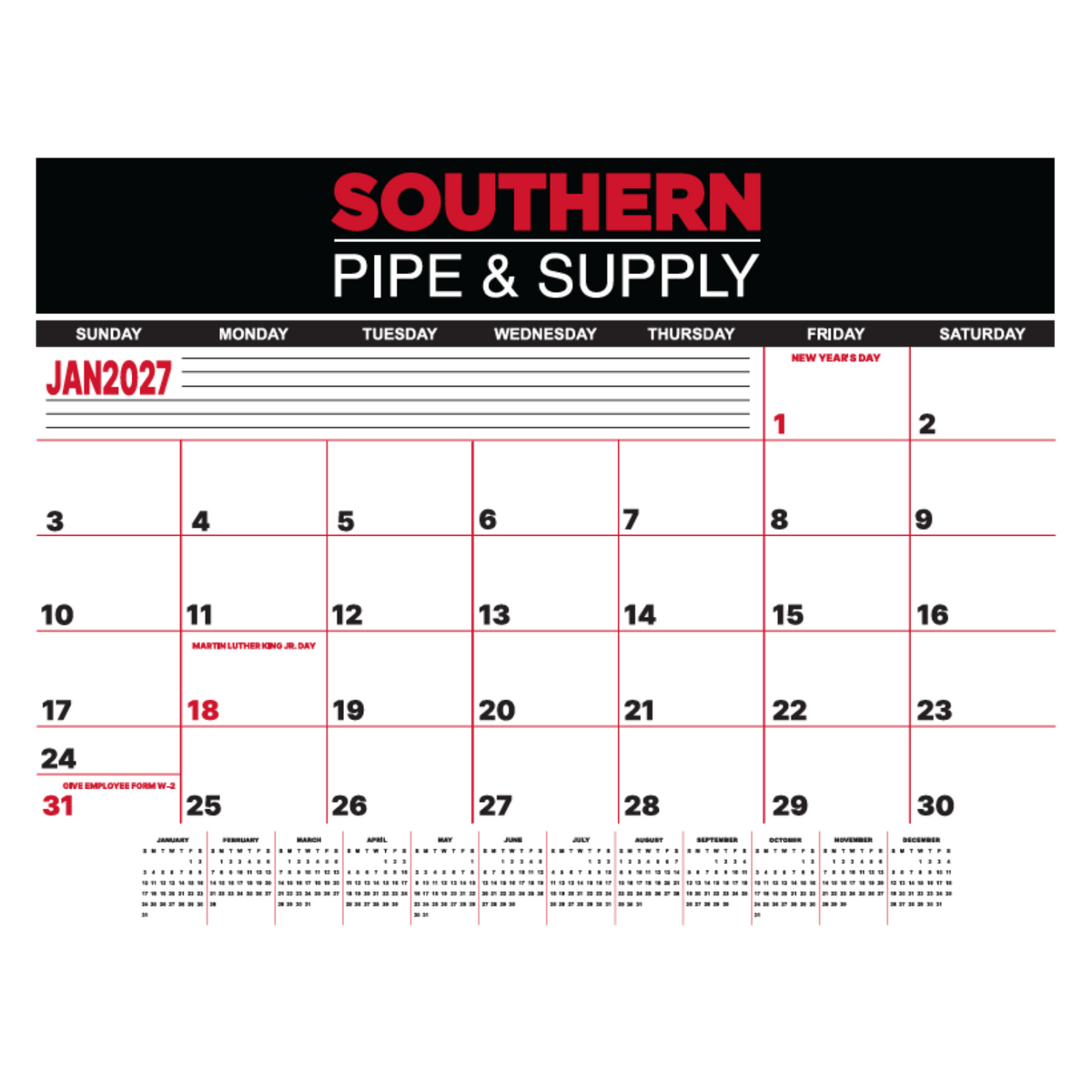 2027 Desk Pad Calendar