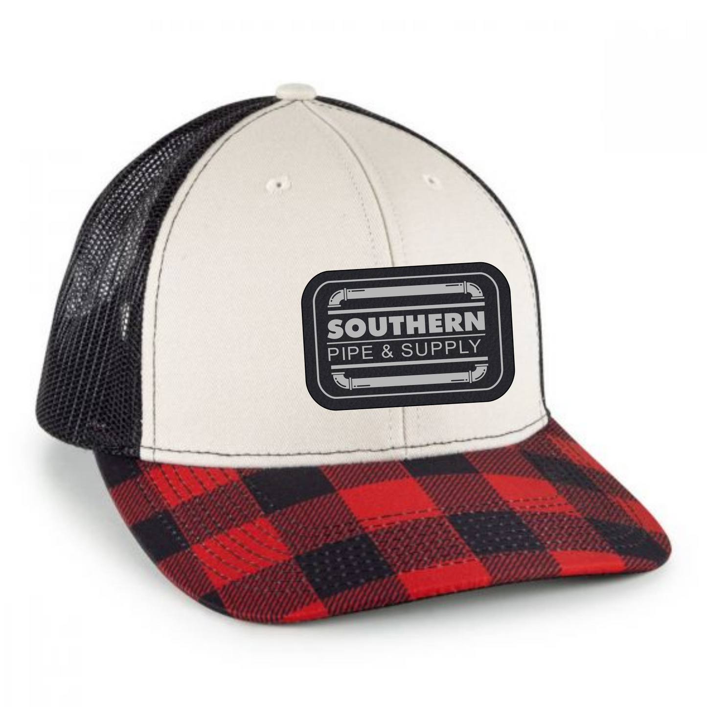 Plaid Bill Cap with Patch